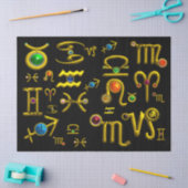 GOLD ZODIAC BIRTHDAY JEWELS,GEMSTONES,ASTROLOGIE SEIDENPAPIER (Basteln)