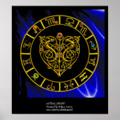 GOLD ZODIAC CHART, ASTRALHERZ, ZELLTISCHE KNOTEN POSTER (Vorne)
