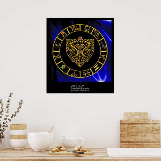 GOLD ZODIAC CHART, ASTRALHERZ, ZELLTISCHE KNOTEN POSTER (Küche)