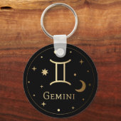 Gold Zodiac Sign/Gemini Schlüsselanhänger (Vorderseite)