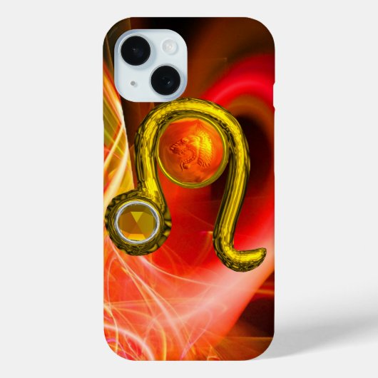 GOLD ZODIAC SIGN LEO Red Yellow Fraktal Wirbel Case-Mate iPhone Hülle (Rückseite)