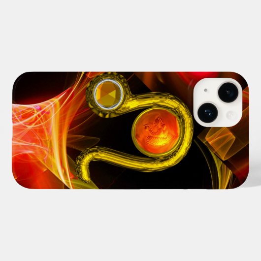 GOLD ZODIAC SIGN LEO Red Yellow Fraktal Wirbel Case-Mate iPhone Hülle (Rückseite (Horizontal))