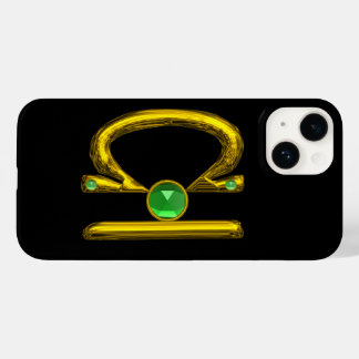 GOLD ZODIAC SIGN LIBRA Green Emerald Gemstone Case-Mate iPhone 14 Hülle