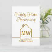 Gold-Zuhause-Anniversary-Card für Real Anwesen Com (Stehend Vorderseite)
