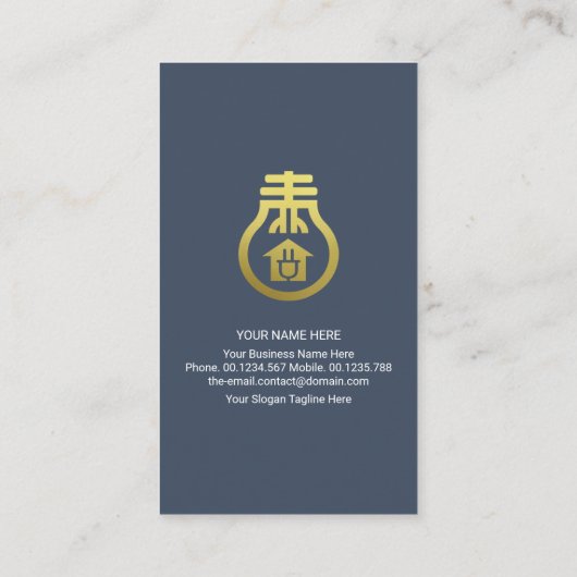 Gold Zuhause Bulb Electrical Lightning Electrician Visitenkarte (Rückseite)