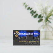 Gold Zuhause Bulb mit Blue Electric Wave Visitenkarte (Stehend Vorderseite)