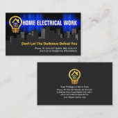 Gold Zuhause Bulb mit Blue Electric Wave Visitenkarte (Vorne/Hinten)