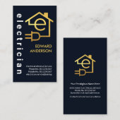 Gold Zuhause Electrical Circuit Electrician Visitenkarte (Vorne/Hinten)