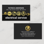 Gold Zuhause Electrical Icons Power Line Visitenkarte (Vorne/Hinten)