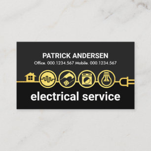 Gold Zuhause Electrical Icons Power Line Visitenkarte