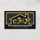 Gold Zuhause Handyman Tools Frame Visitenkarte (Vorderseite)