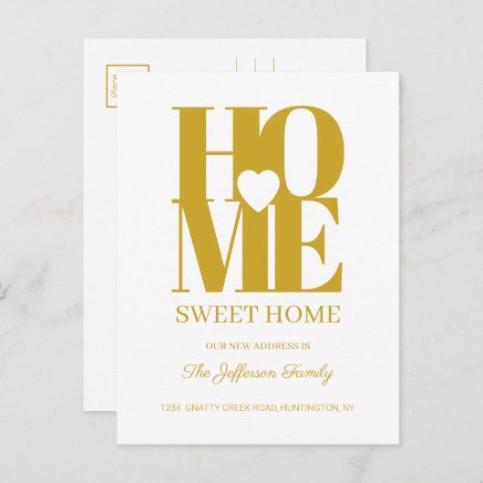 Gold Zuhause Sweet Zuhause Moving Ankündigung Post (Vorne/Hinten)