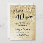 Gold zum 10. Hochzeitstag Einladung (Vorderseite)