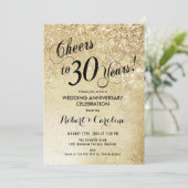 Gold zum 30. Jahrestag der Hochzeit Einladung (Stehend Vorderseite)