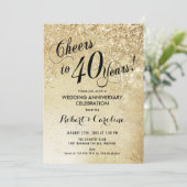 Gold zum 40. Jahrestag der Hochzeit Einladung (Stehend Vorderseite)