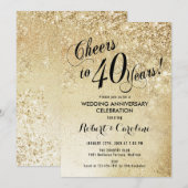 Gold zum 40. Jahrestag der Hochzeit Einladung (Vorne/Hinten)