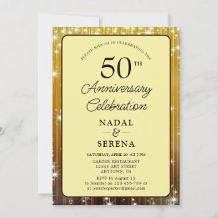 Gold zum 50. Jahrestag der Hochzeit Einladung