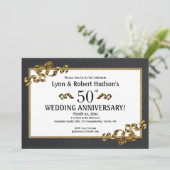 Gold zum 50. Jahrestag der Hochzeit Einladung (Stehend Vorderseite)