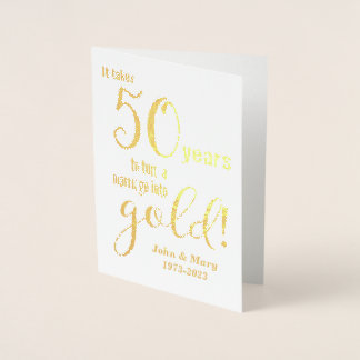 Gold zum 50. Jahrestag der Hochzeit Folienkarte