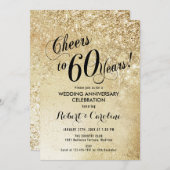 Gold zum 60. Jahrestag der Hochzeit Einladung (Vorne/Hinten)