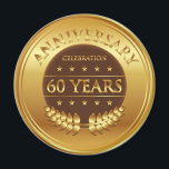 Gold zum sechzigjährigen Jubiläum Magnet<br><div class="desc">Jubiläum Gold Aufkleber mit einem Lorbeerkranz.</div>