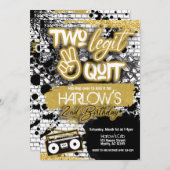 Gold Zwei Legit zwei Quit Hip Hop Einladung (Vorne/Hinten)