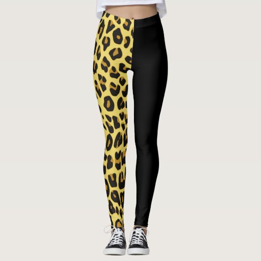 Gold zwei Tonniedliche Cheetah-Drucke Leggings (Vorderseite)