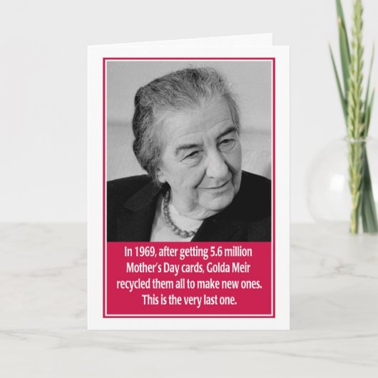 Golda Meir Jewish Mother's Day Card Karte (Vorderseite)