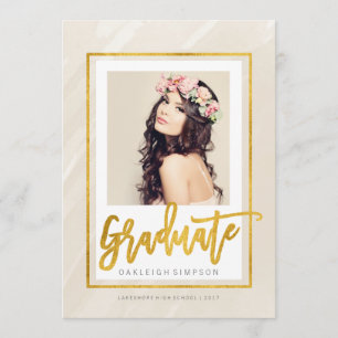 Goldabschluss Ankündigung von Beige Watercolor