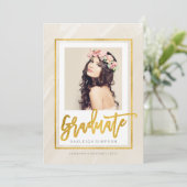 Goldabschluss | Ankündigung von Beige Watercolor (Stehend Vorderseite)