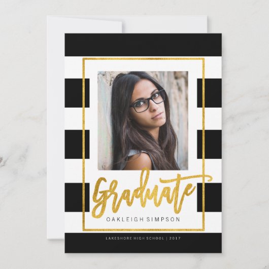 Goldabschluss | Ankündigung von Chic Stripe Grad (Vorderseite)
