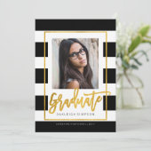 Goldabschluss | Ankündigung von Chic Stripe Grad (Stehend Vorderseite)