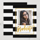 Goldabschluss | Ankündigung von Chic Stripe Grad (Vorne/Hinten)