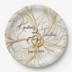 Goldabstrakte Design-Hochzeit Pappteller