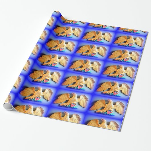 Goldadler auf blauem Packpapier (Ungerollt)