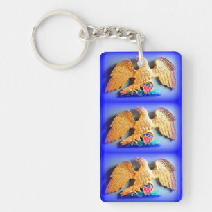 Goldadler auf blauem Schlüsselanhänger