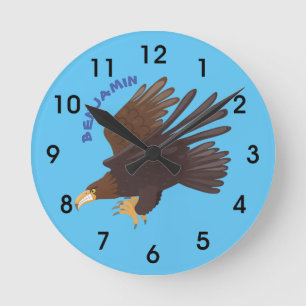 Goldadler lustige Cartoon-Illustration Runde Wanduhr