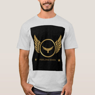 Goldadler mit Flügelbild Gefühl gut Text Asche  T-Shirt
