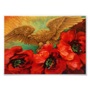 Goldadler und Mohn Vintage Fotodruck