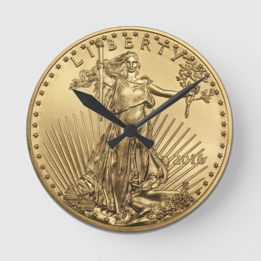Goldadlermünze Runde Wanduhr (Vorderseite)
