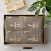 Goldägyptischer Ankh auf Tan Decoupage Seidenpapier (Geschenk)