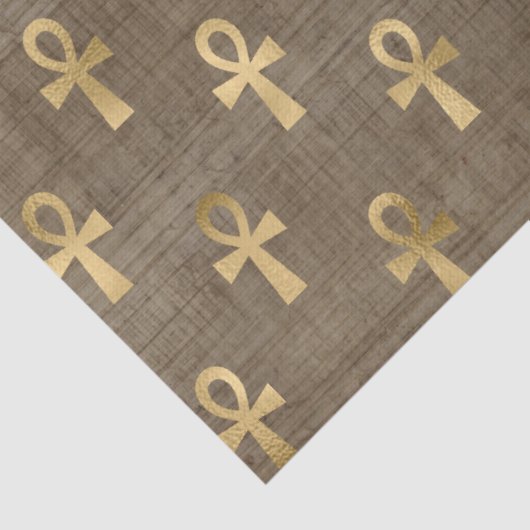 Goldägyptischer Ankh auf Tan Decoupage Seidenpapier (Detail)