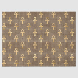 Goldägyptischer Ankh auf Tan Decoupage Seidenpapier