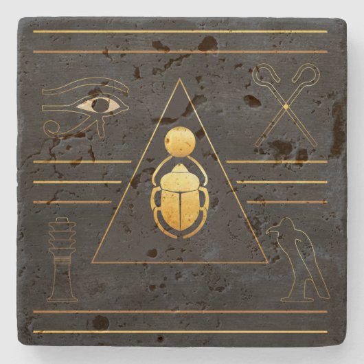 Goldägyptischer Scarab Steinuntersetzer (Vorderseite)