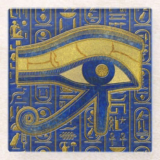 Goldägyptisches Auge von Horus - Wadjet Glasuntersetzer (Vorderseite)