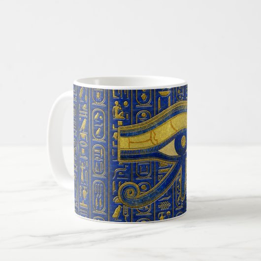 Goldägyptisches Auge von Horus - Wadjet Kaffeetasse (Vorderseite Links)