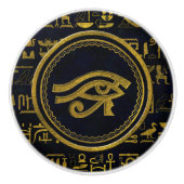 Goldägyptisches Auge von Horus - Wadjet Keramikknauf (Vorderseite)