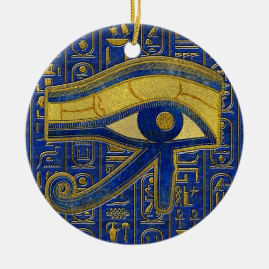 Goldägyptisches Auge von Horus - Wadjet Keramikornament (Vorne)