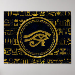 Goldägyptisches Auge von Horus - Wadjet Poster