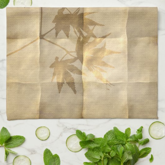 Goldahorn verlassend Pergamentpapier sieht elegant Geschirrtuch (Gefaltet)